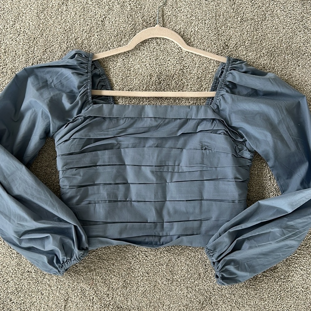Abercrombie poplin puff sleeve top